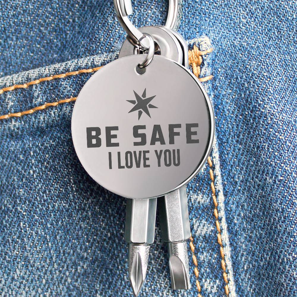 BE SAFE I LOVE YOU SCREWDRIVER KEYCHAIN WITH GIFT BOX