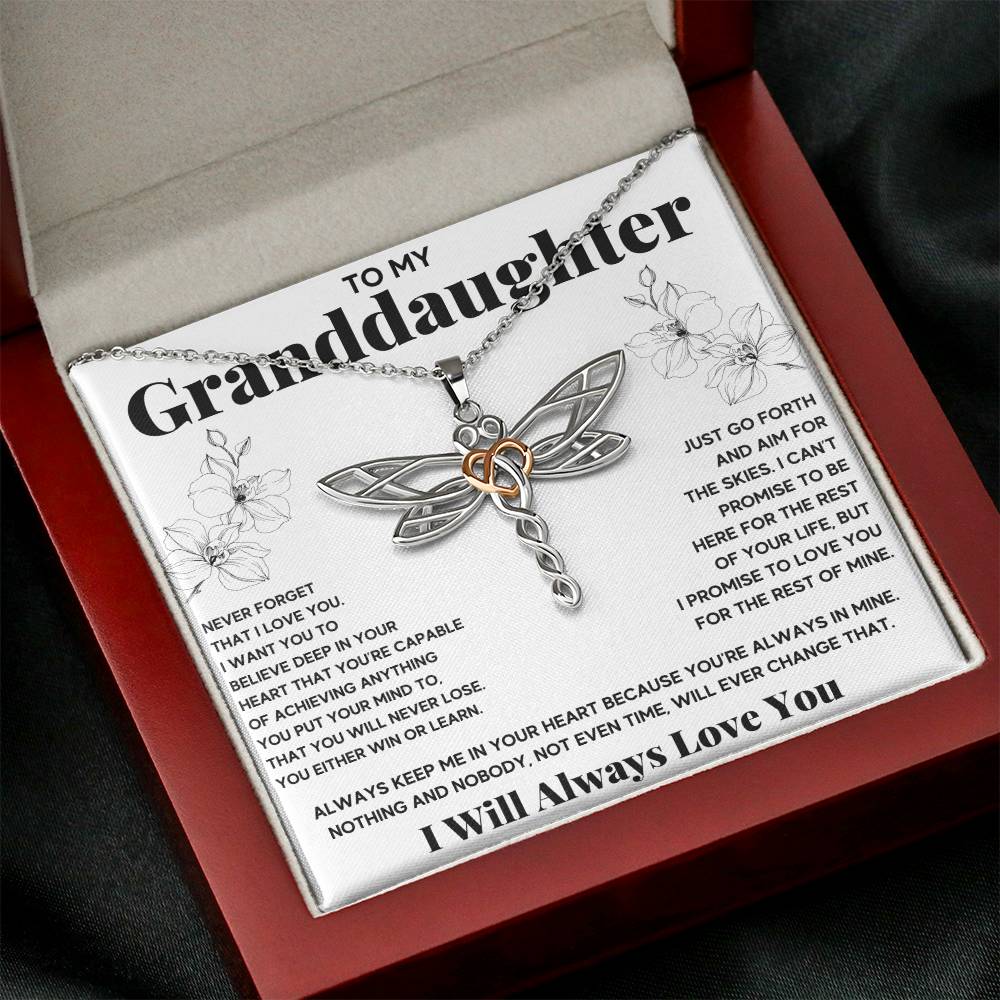 TO MY GRANDDAUGHTER TIME DRAGONFLY NECKLACE GIFT SET