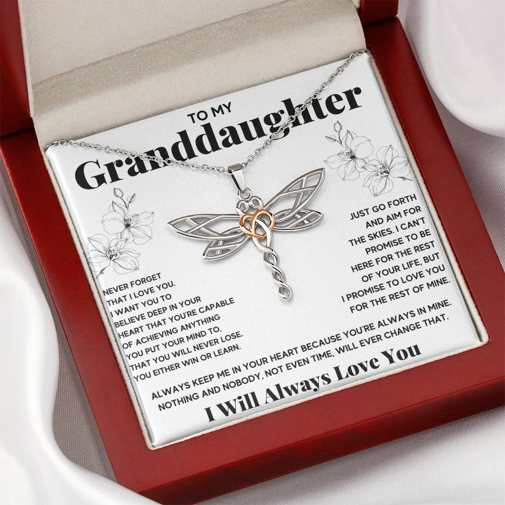 TO MY GRANDDAUGHTER TIME DRAGONFLY NECKLACE GIFT SET