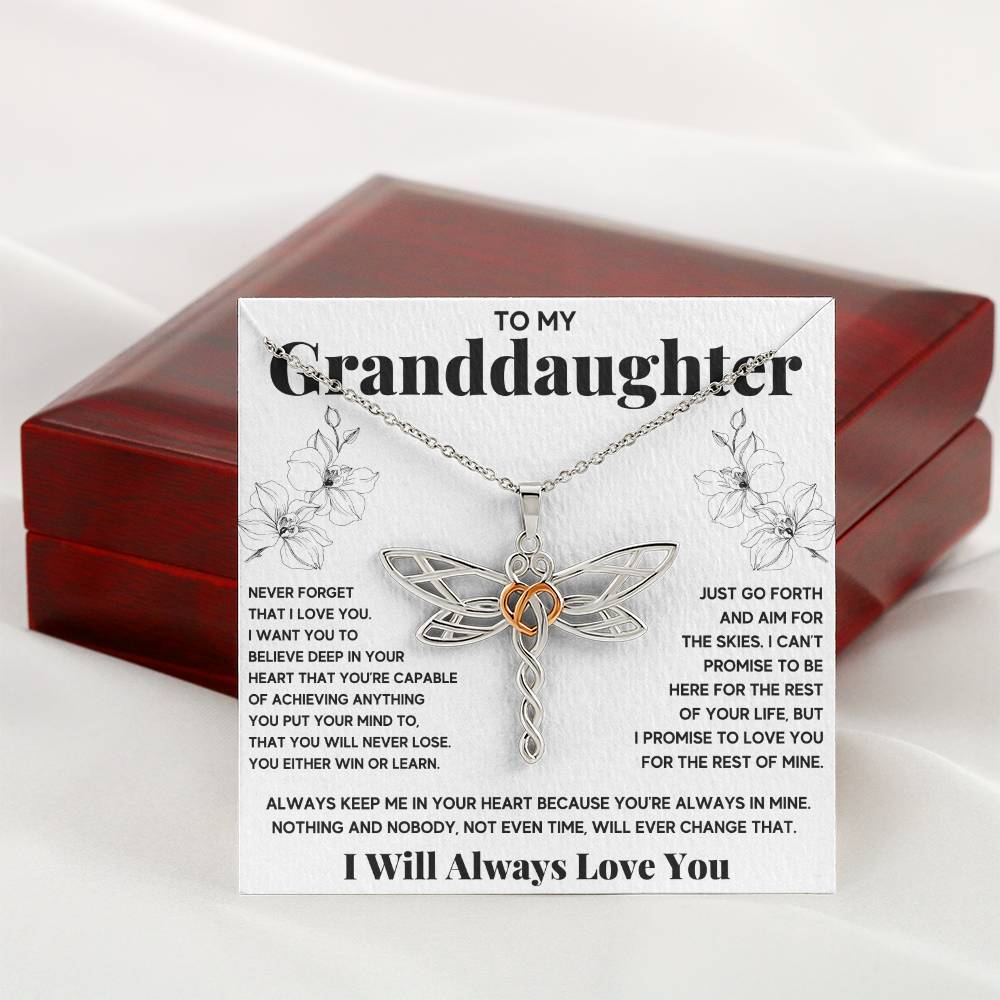 TO MY GRANDDAUGHTER TIME DRAGONFLY NECKLACE GIFT SET