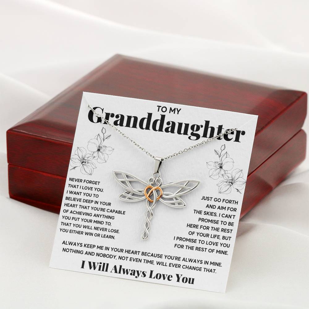 TO MY GRANDDAUGHTER TIME DRAGONFLY NECKLACE GIFT SET