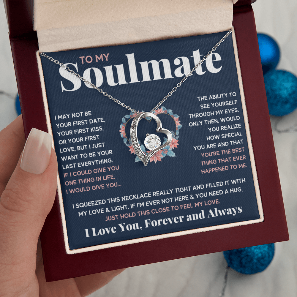 To My Soulmate Blue Squeeze Forever Love Necklace Gift Set