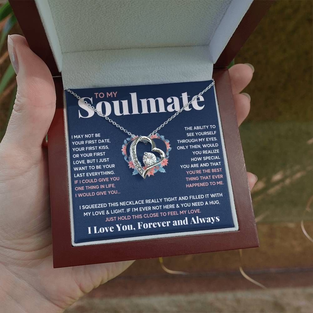 To My Soulmate Blue Squeeze Forever Love Necklace Gift Set