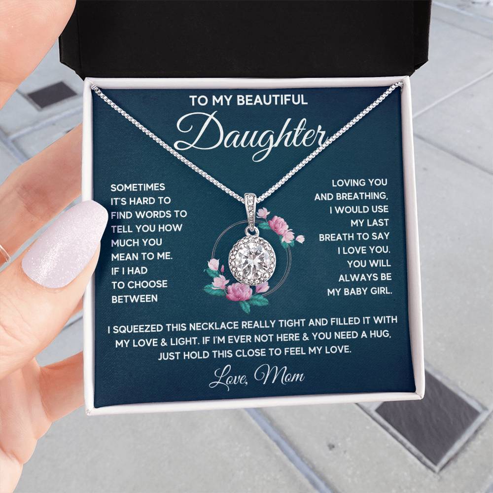 TO MY BEAUTIFUL DAUGHTER WORDS SQUEEZE ETERNAL NECKLACE GIFT SET