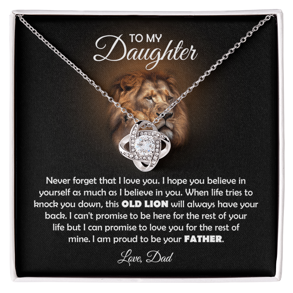 To My Daughter Lion Love Knot Necklace Gift Set