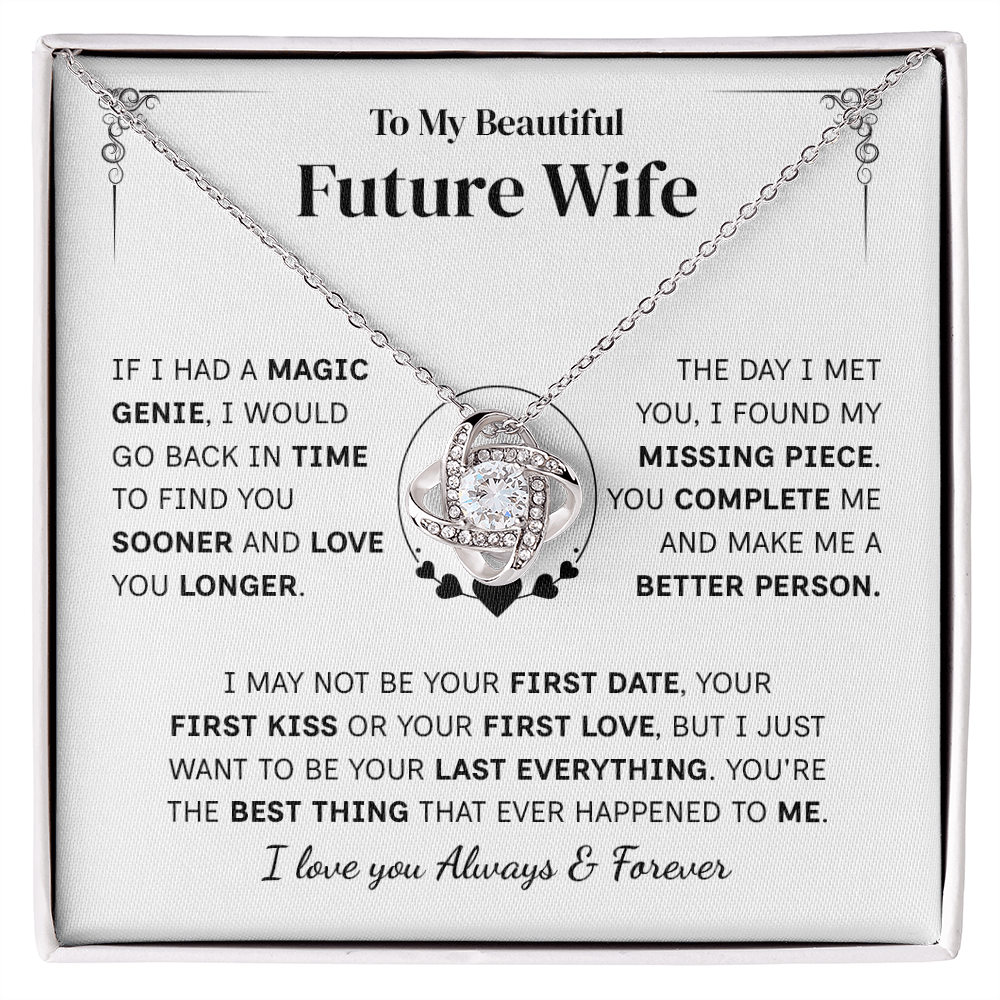 TO MY FUTURE WIFE MAGIC GENIE LOVE KNOT NECKLACE GIFT SET