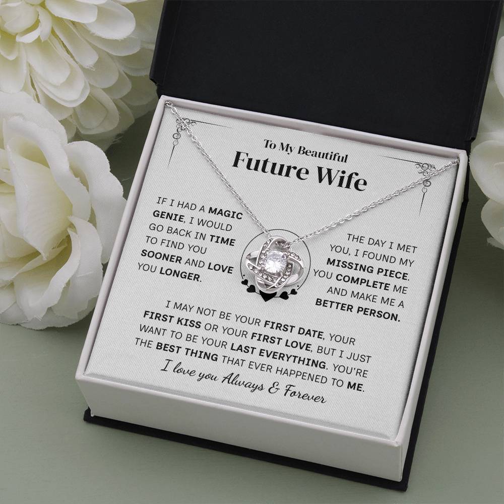 TO MY FUTURE WIFE MAGIC GENIE LOVE KNOT NECKLACE GIFT SET
