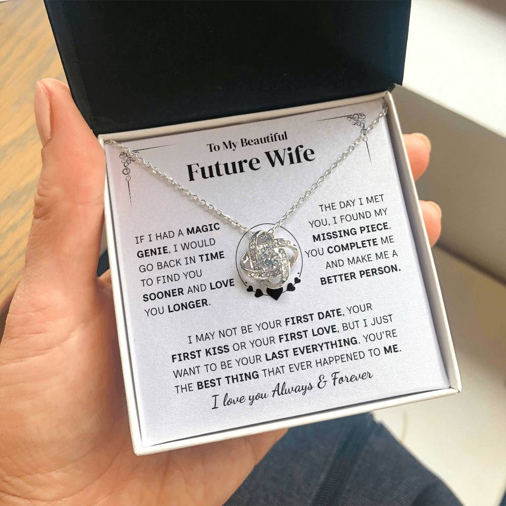 TO MY FUTURE WIFE MAGIC GENIE LOVE KNOT NECKLACE GIFT SET