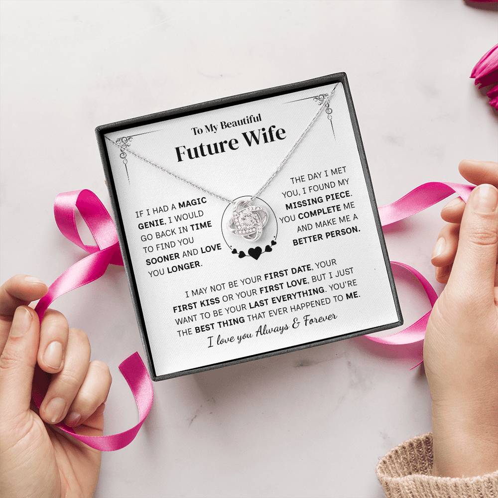 TO MY FUTURE WIFE MAGIC GENIE LOVE KNOT NECKLACE GIFT SET