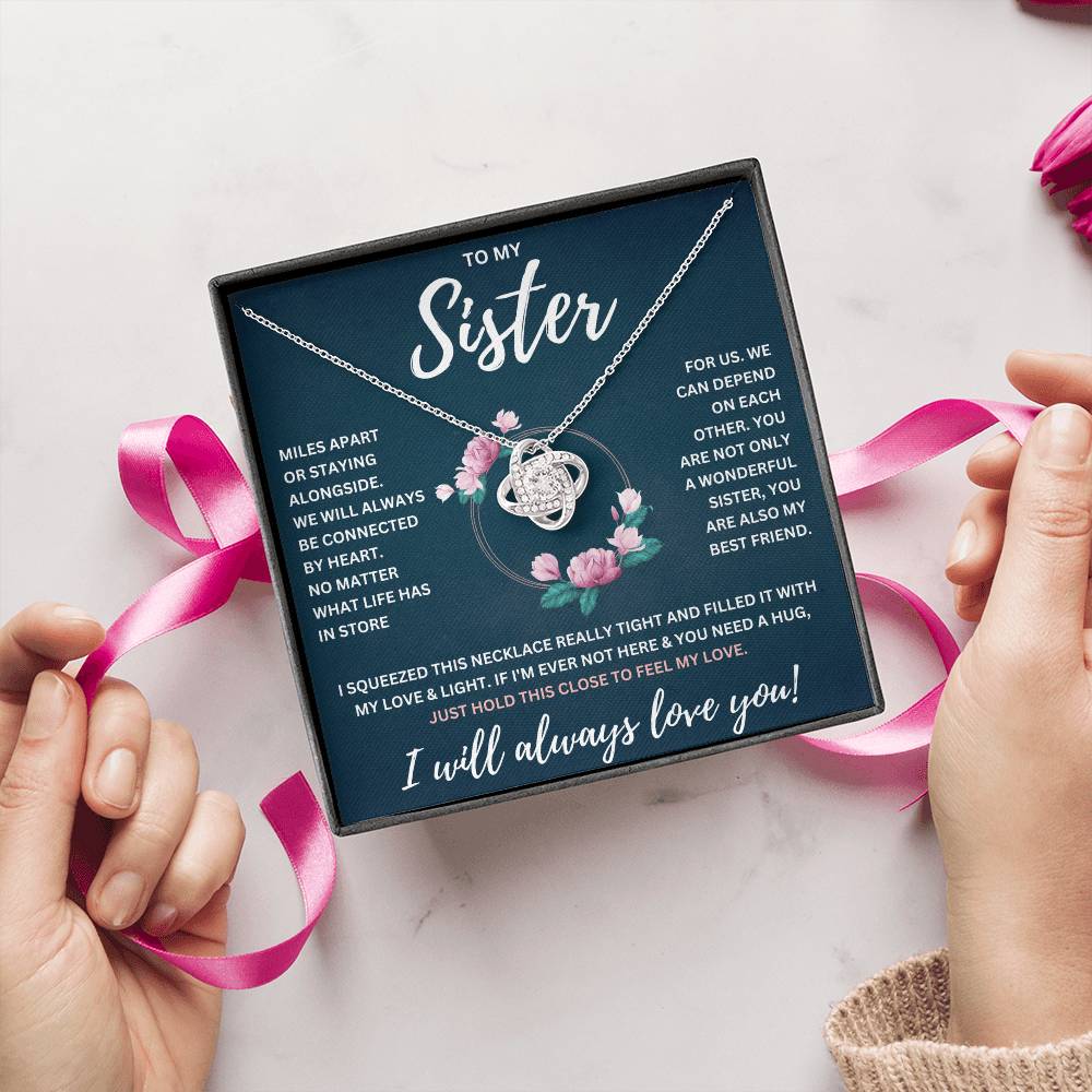 TO MY SISTER SQUEEZED KNOT NECKLACE GIFT SET