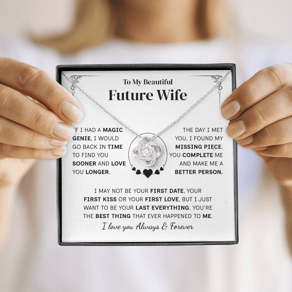 TO MY FUTURE WIFE MAGIC GENIE LOVE KNOT NECKLACE GIFT SET