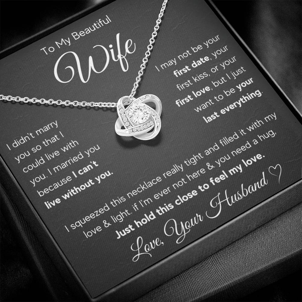 To My Wife Last Everything Love Knot Necklace Gift Set