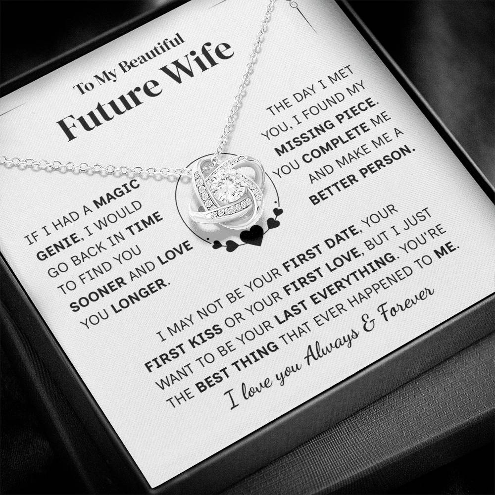 TO MY FUTURE WIFE MAGIC GENIE LOVE KNOT NECKLACE GIFT SET