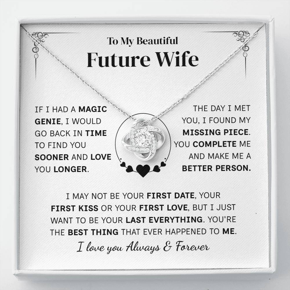 TO MY FUTURE WIFE MAGIC GENIE LOVE KNOT NECKLACE GIFT SET