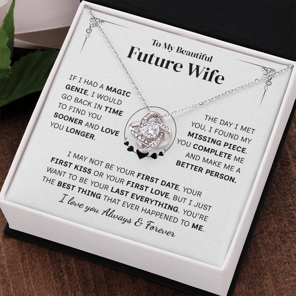 TO MY FUTURE WIFE MAGIC GENIE LOVE KNOT NECKLACE GIFT SET