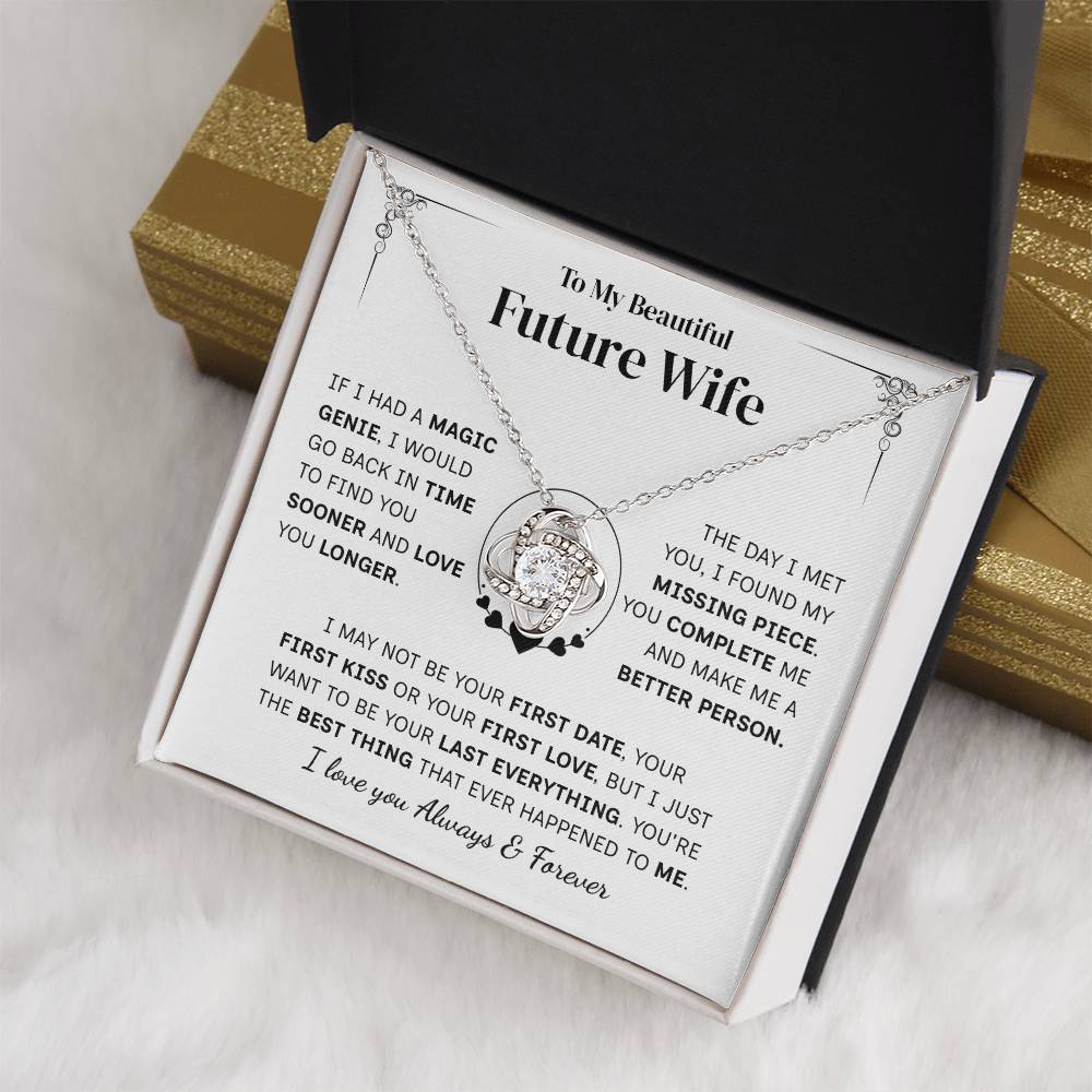 TO MY FUTURE WIFE MAGIC GENIE LOVE KNOT NECKLACE GIFT SET