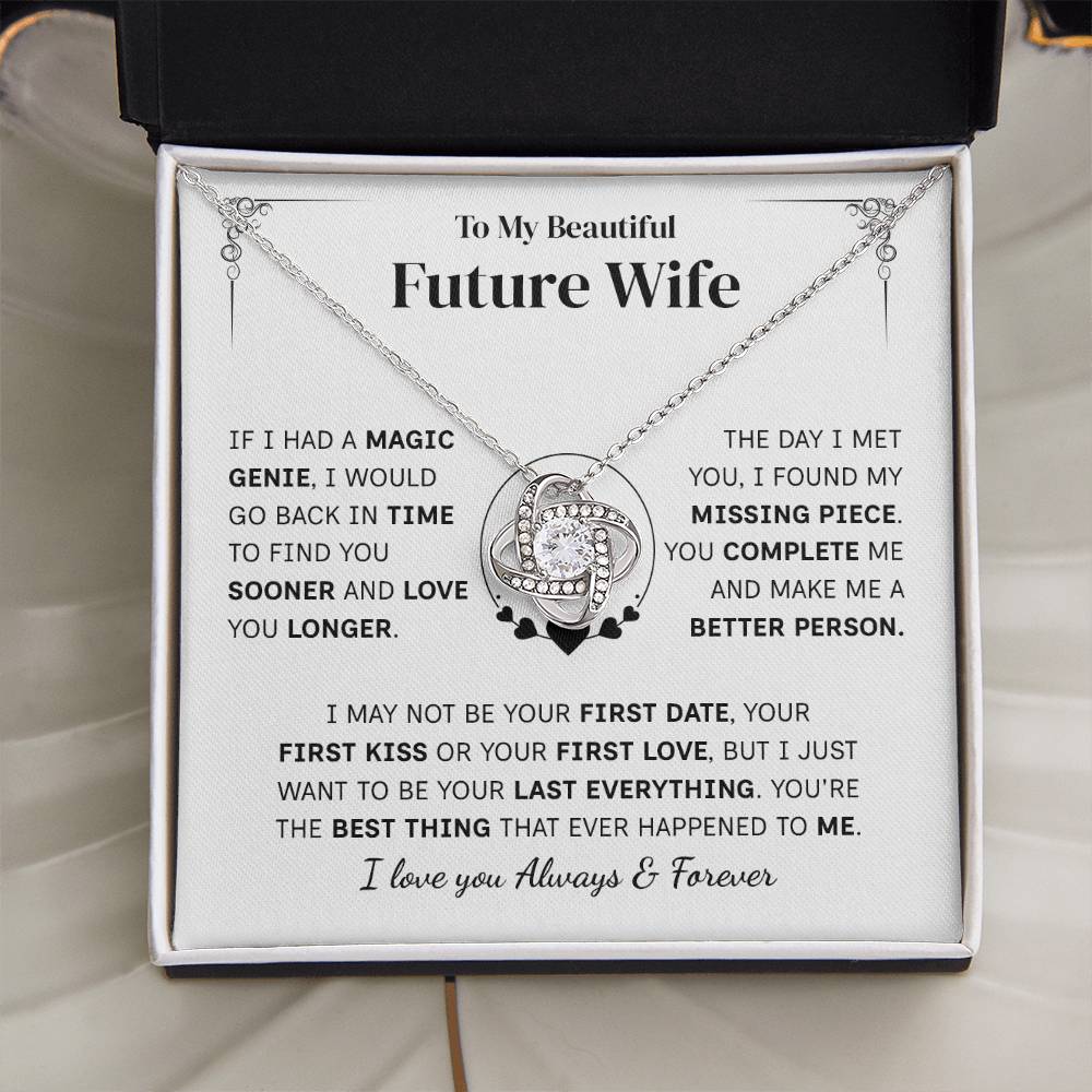 TO MY FUTURE WIFE MAGIC GENIE LOVE KNOT NECKLACE GIFT SET