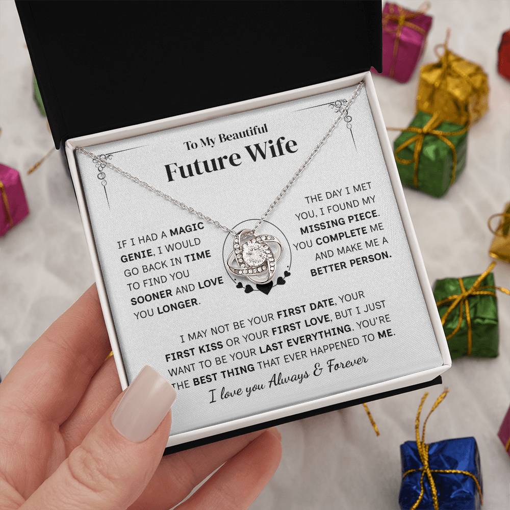 TO MY FUTURE WIFE MAGIC GENIE LOVE KNOT NECKLACE GIFT SET