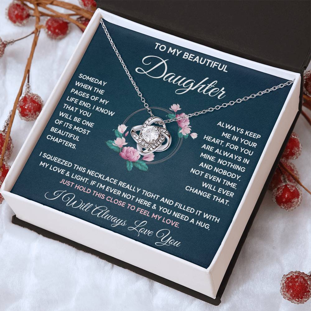 To My Daughter Chapters Squeezed Love Knot Necklace Gift Set