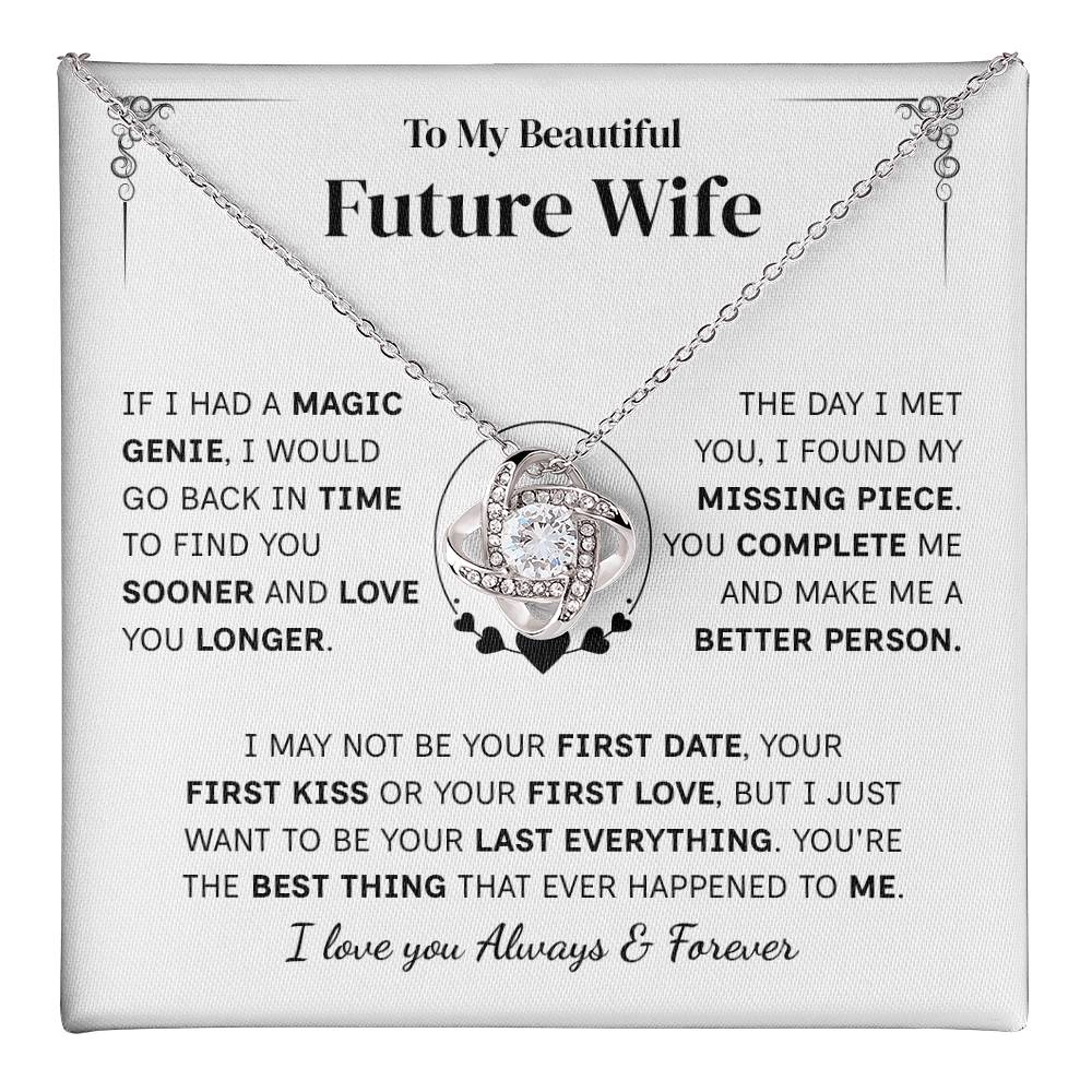 TO MY FUTURE WIFE MAGIC GENIE LOVE KNOT NECKLACE GIFT SET