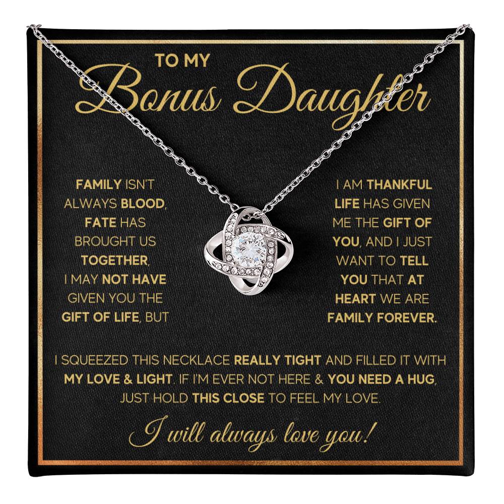 To my bonus daughter necklace, bonus daughter necklace from stepdad, step daughter necklace, step daughter from mom
