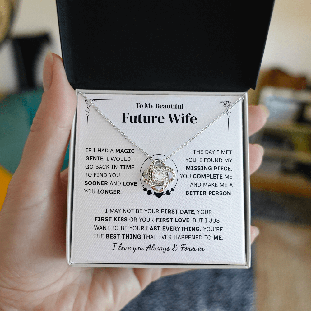 TO MY FUTURE WIFE MAGIC GENIE LOVE KNOT NECKLACE GIFT SET