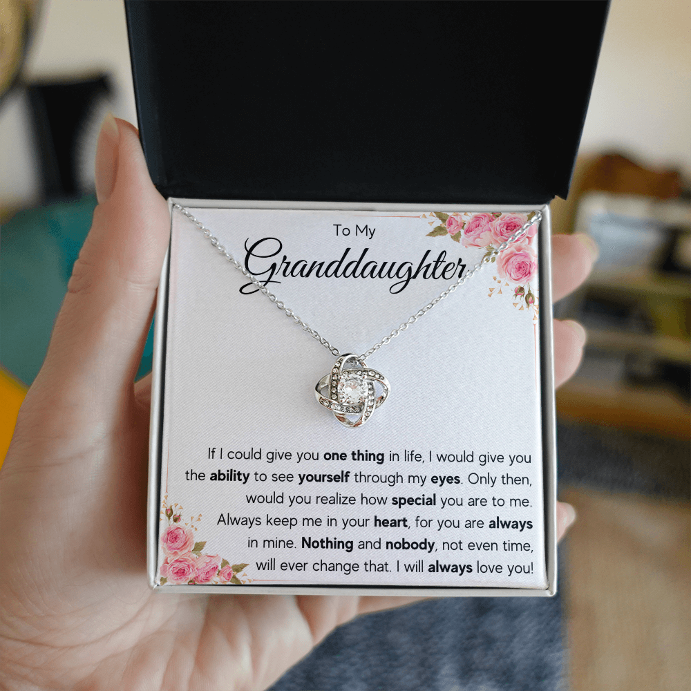 To My Granddaughter Eyes Love Knot Necklace Gift Set