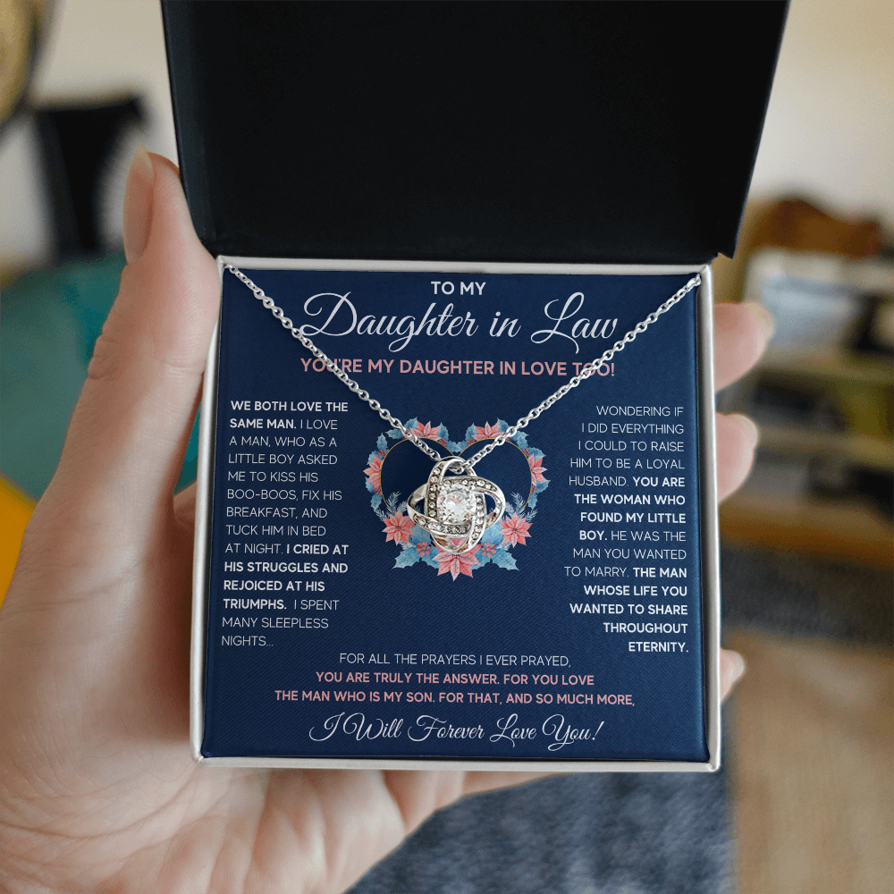 To My Daughter In Love Love Knot Necklace Gift Set
