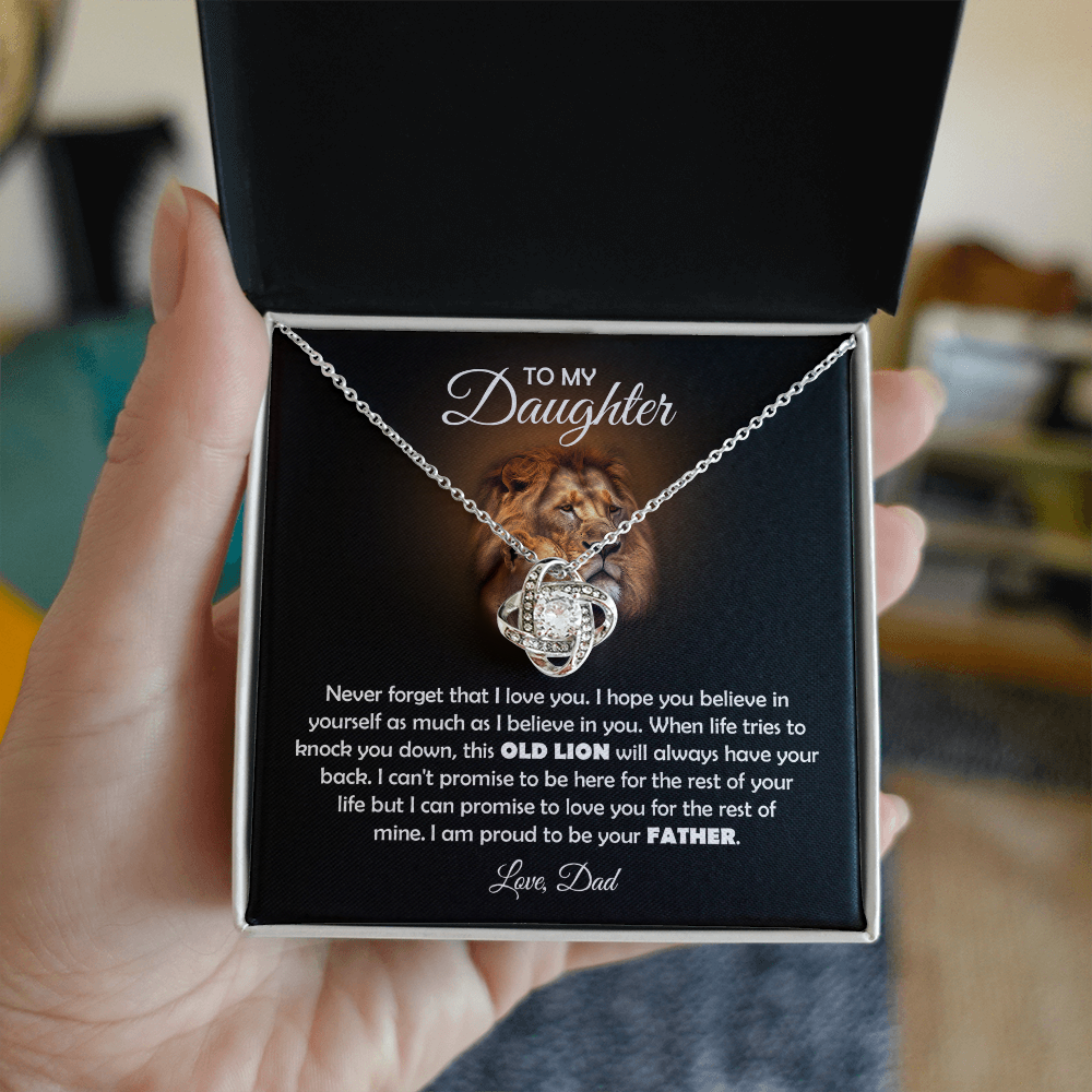 To My Daughter Lion Love Knot Necklace Gift Set