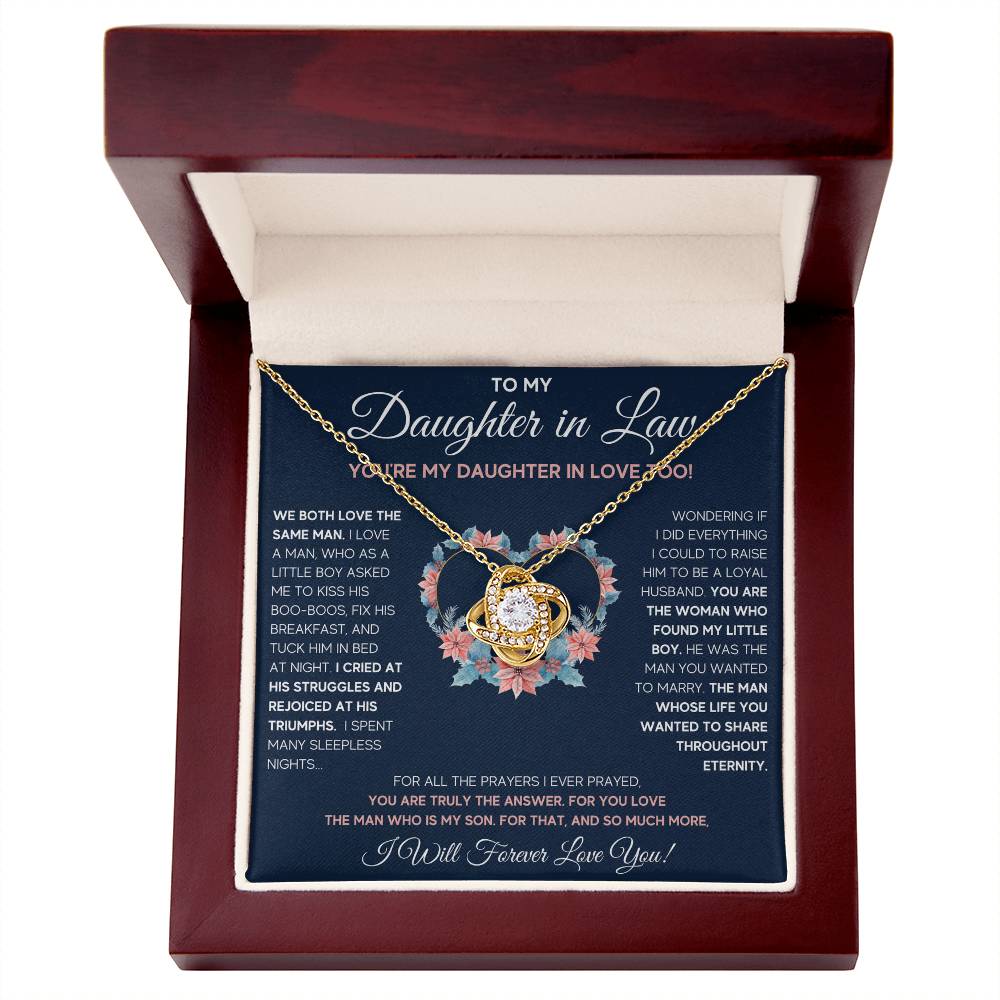 TO MY DAUGHTER IN LAW - DAUGHTER IN LOVE KNOT NECKLACE GIFT SET