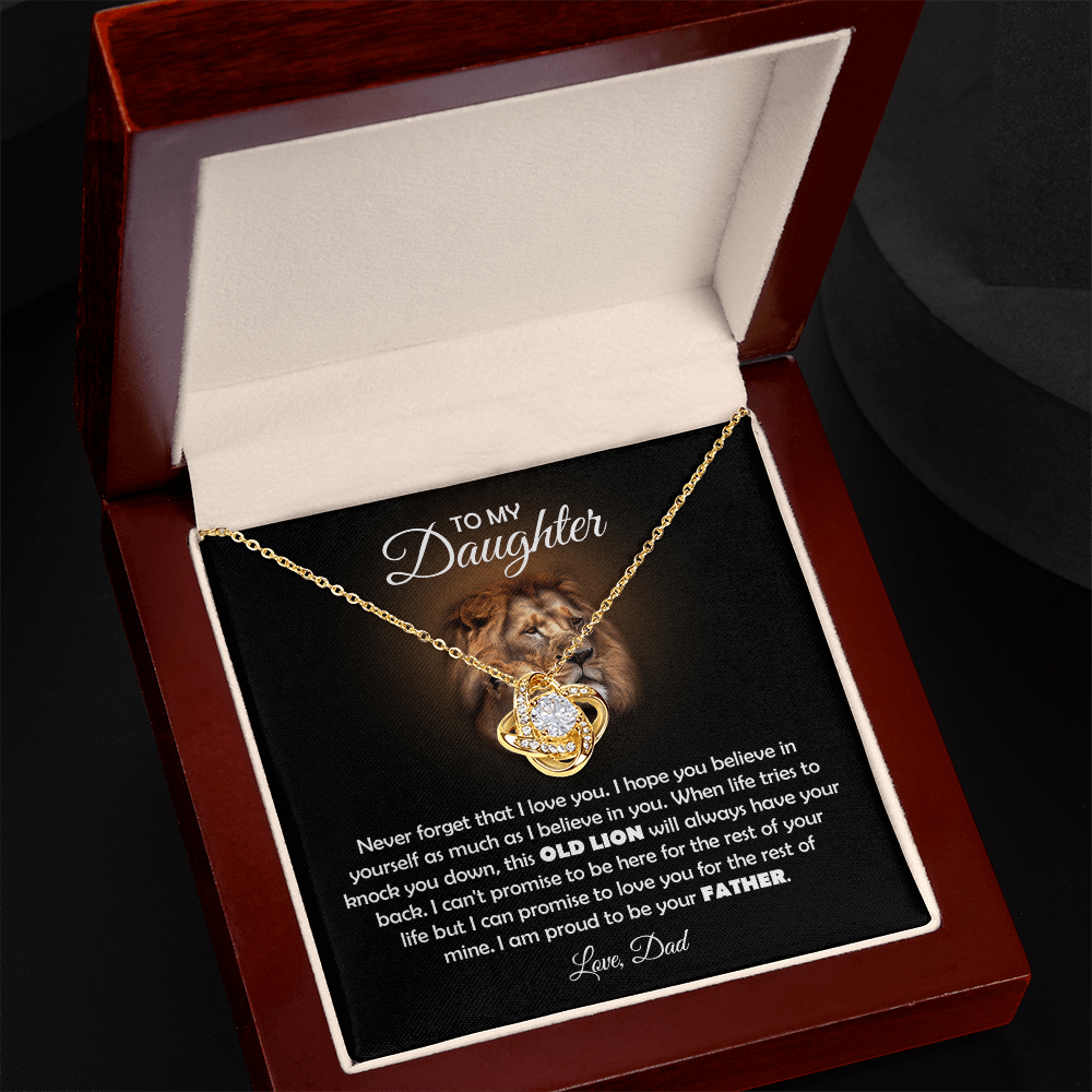To My Daughter Lion Love Knot Necklace Gift Set