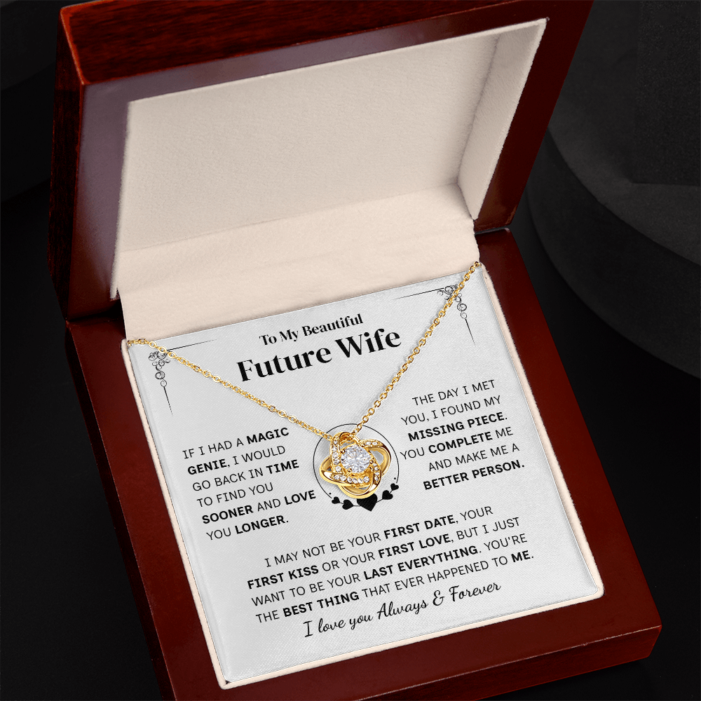 TO MY FUTURE WIFE MAGIC GENIE LOVE KNOT NECKLACE GIFT SET