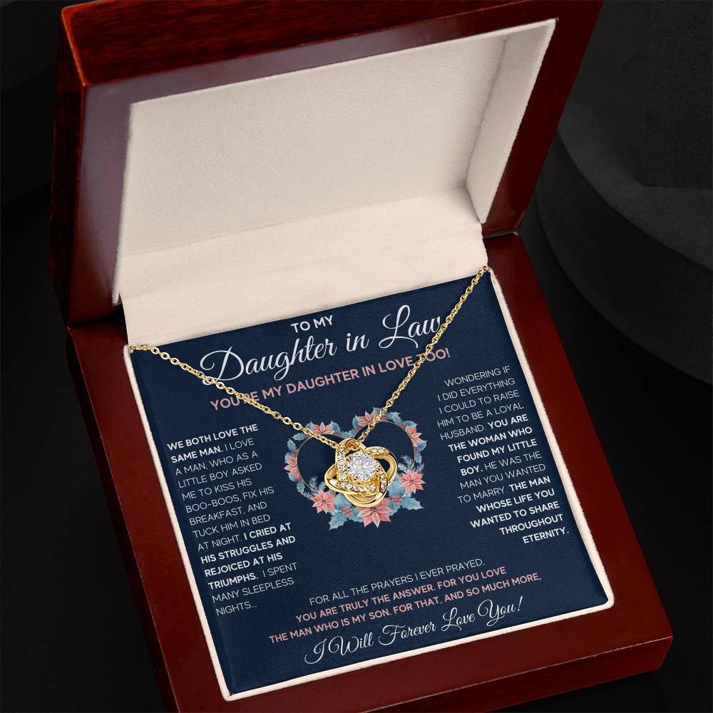 TO MY DAUGHTER IN LAW - DAUGHTER IN LOVE KNOT NECKLACE GIFT SET
