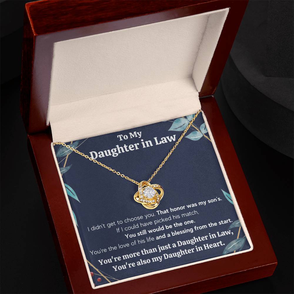 TO MY DAUGHTER IN LAW HONOR KNOT NECKLACE GIFT SET