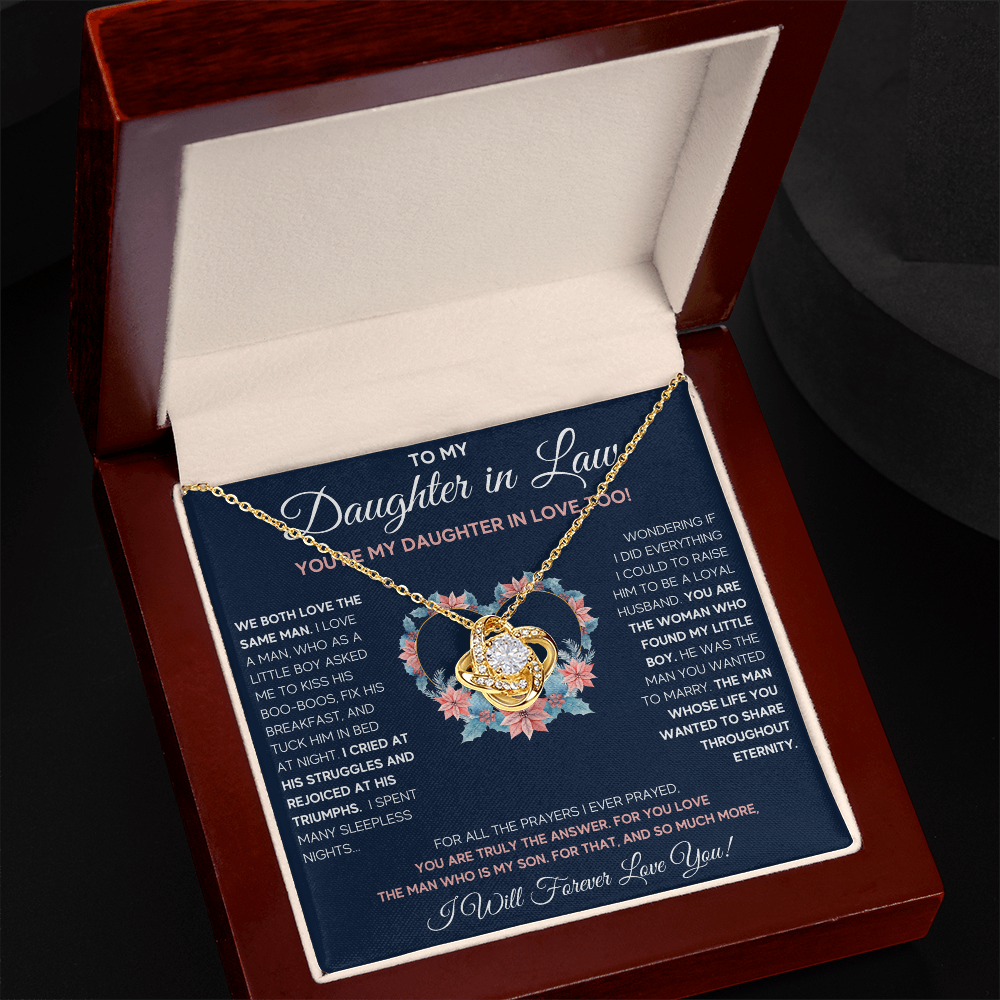 To My Daughter In Love Love Knot Necklace Gift Set