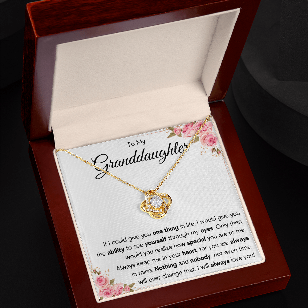 To My Granddaughter Eyes Love Knot Necklace Gift Set