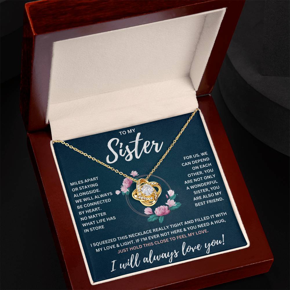 TO MY SISTER SQUEEZED KNOT NECKLACE GIFT SET