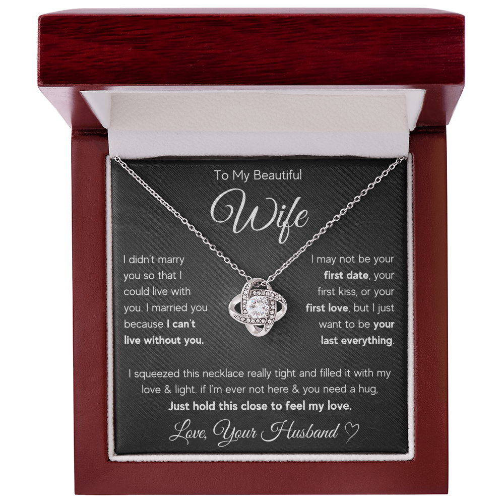 To My Wife Last Everything Love Knot Necklace Gift Set