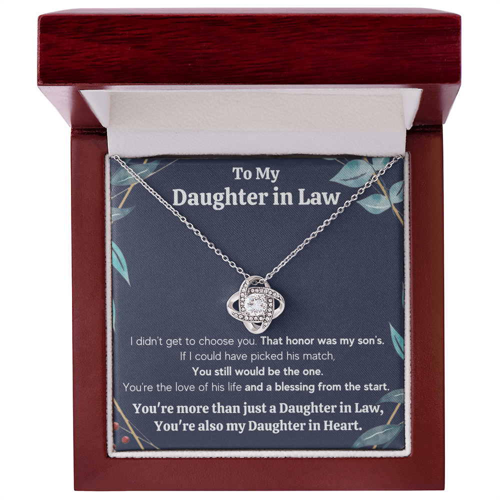 TO MY DAUGHTER IN LAW HONOR KNOT NECKLACE GIFT SET