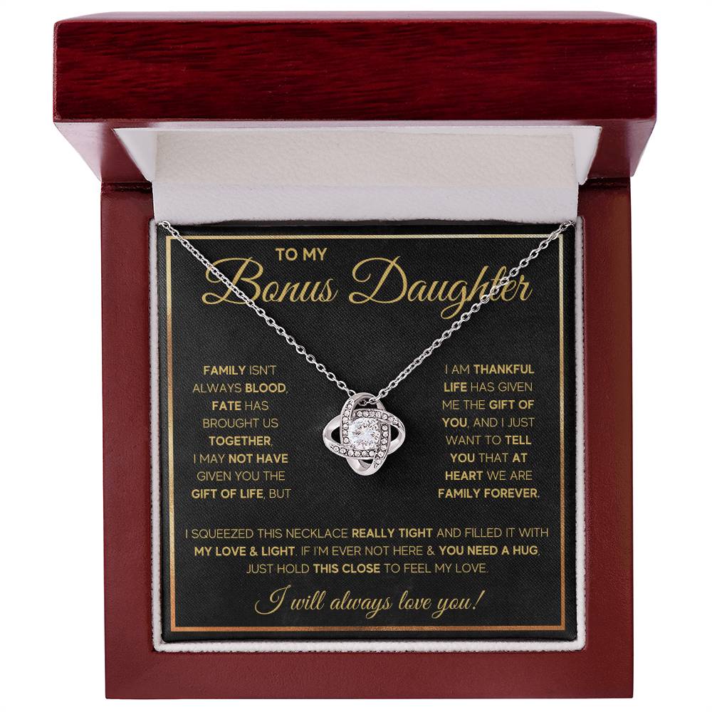 TO MY BONUS DAUGHTER GOLD FATE KNOT NECKLACE GIFT SET