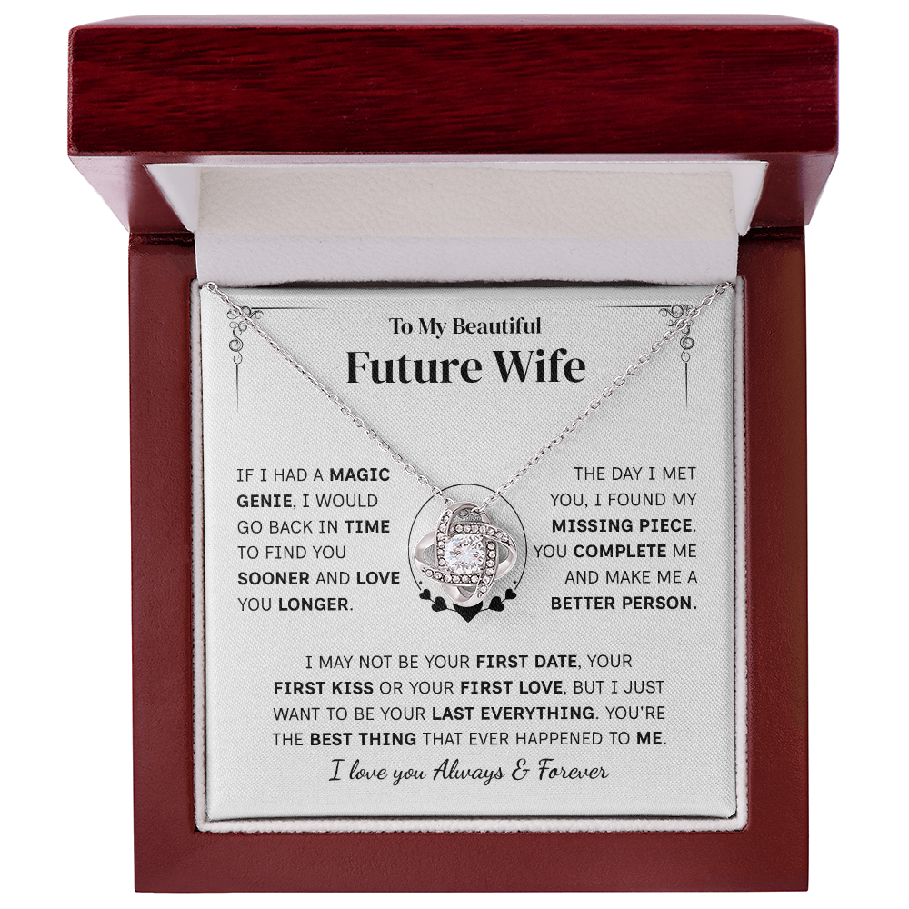 TO MY FUTURE WIFE MAGIC GENIE LOVE KNOT NECKLACE GIFT SET