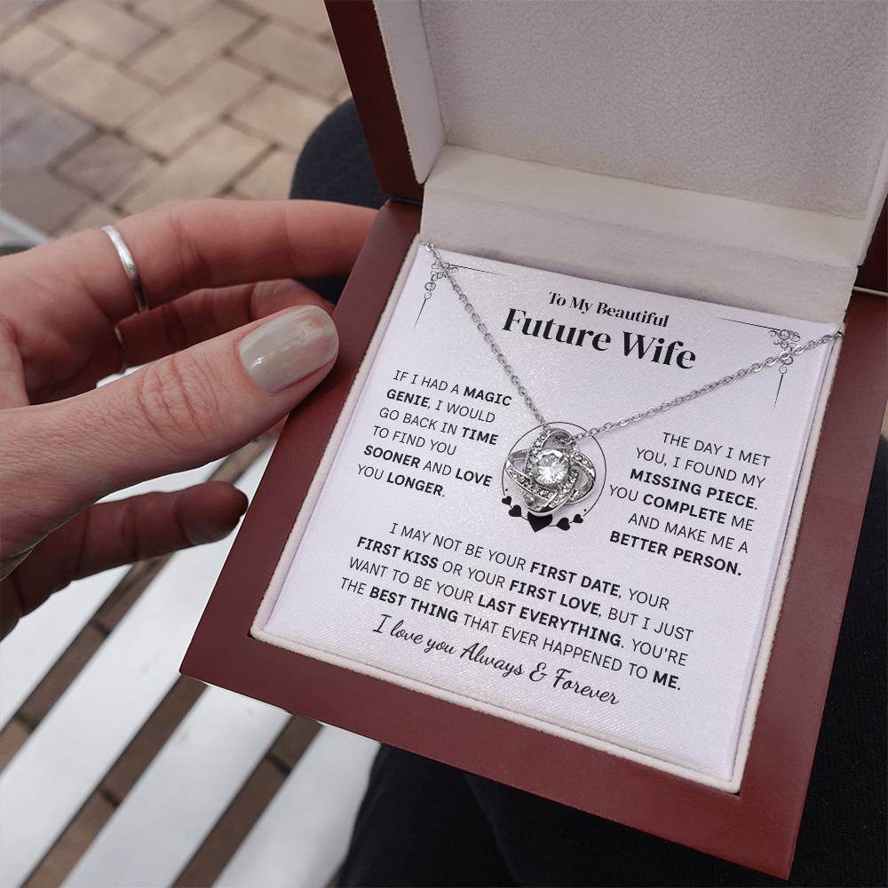 TO MY FUTURE WIFE MAGIC GENIE LOVE KNOT NECKLACE GIFT SET