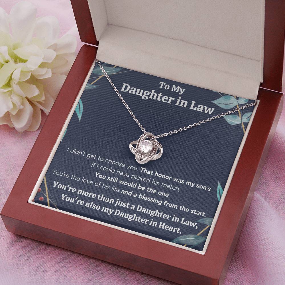 TO MY DAUGHTER IN LAW HONOR KNOT NECKLACE GIFT SET