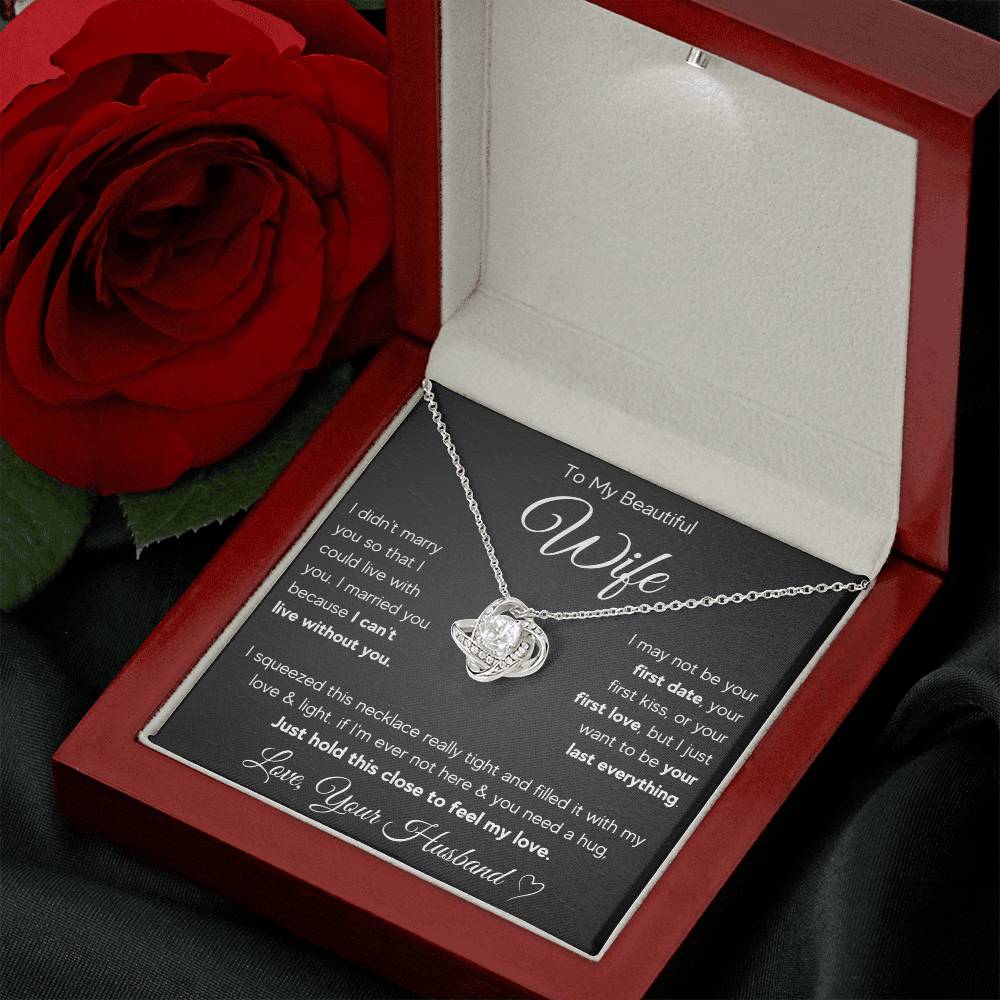 To My Wife Last Everything Love Knot Necklace Gift Set