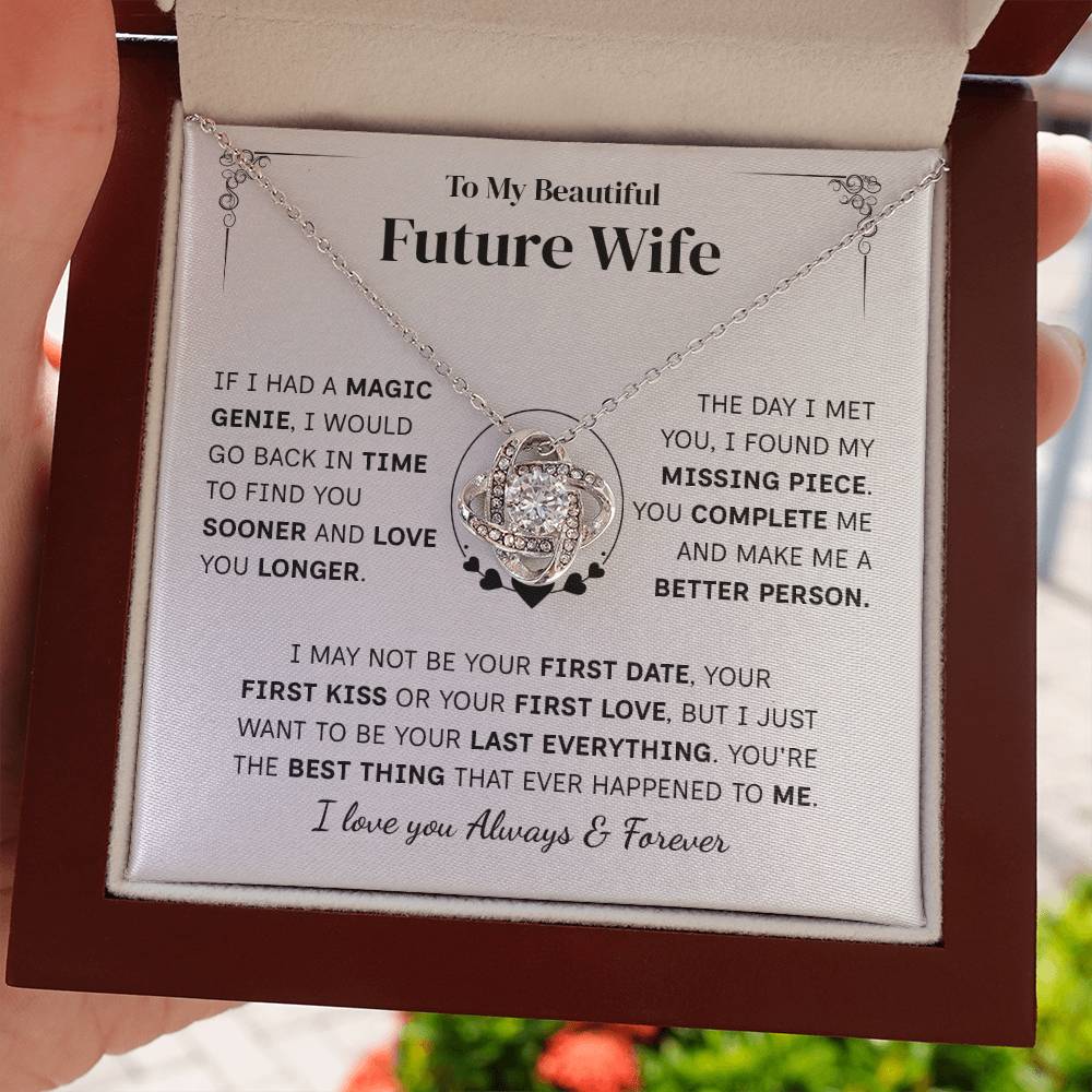 TO MY FUTURE WIFE MAGIC GENIE LOVE KNOT NECKLACE GIFT SET