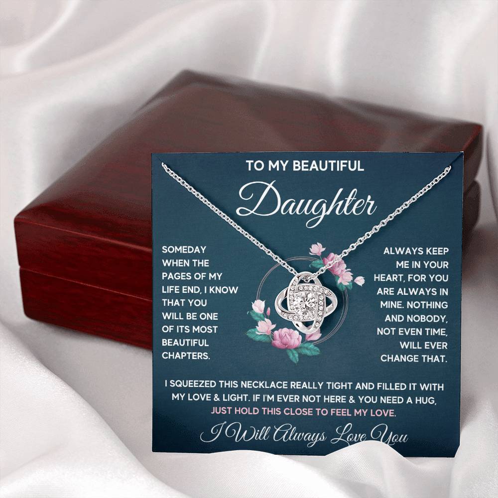 To My Daughter Chapters Squeezed Love Knot Necklace Gift Set
