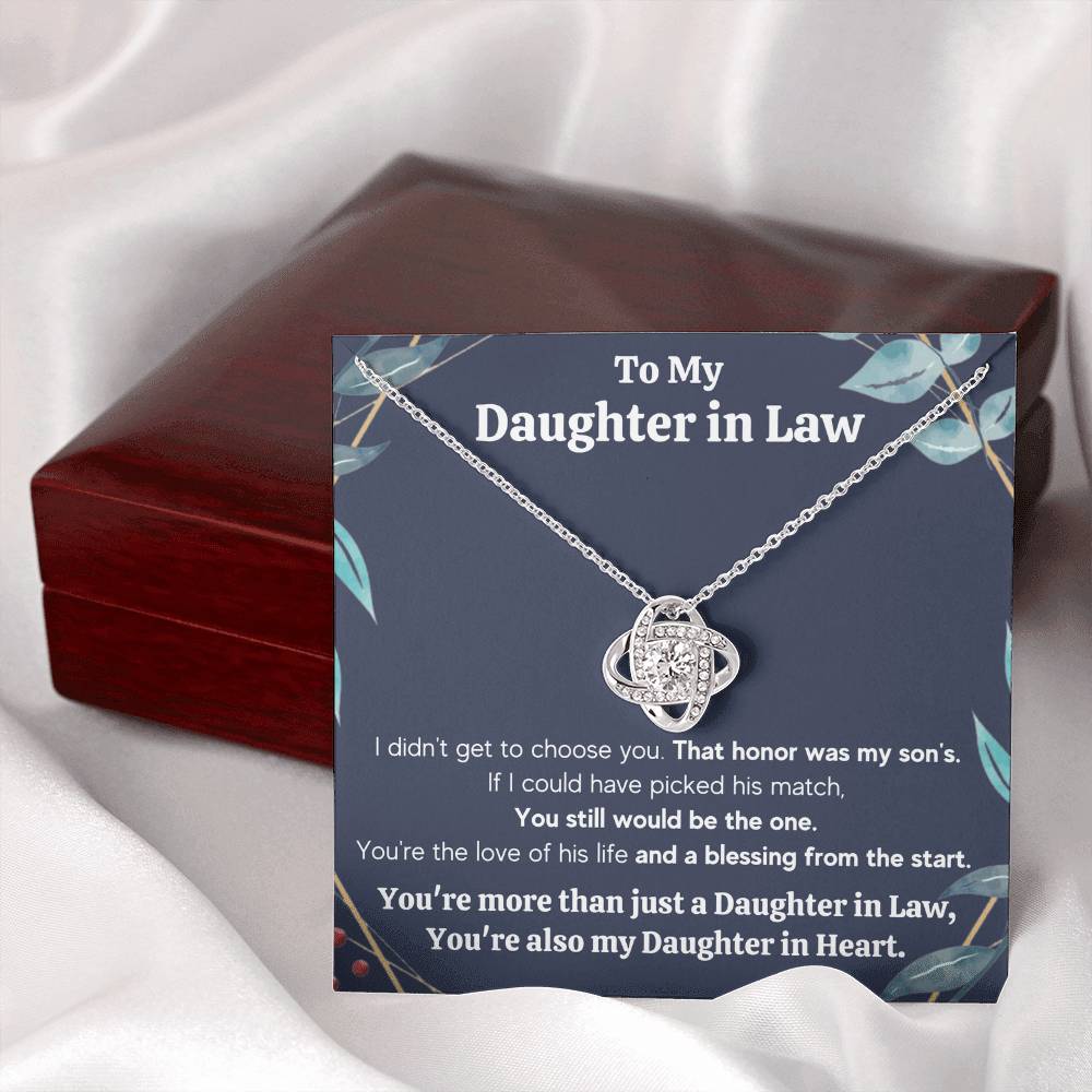 TO MY DAUGHTER IN LAW HONOR KNOT NECKLACE GIFT SET