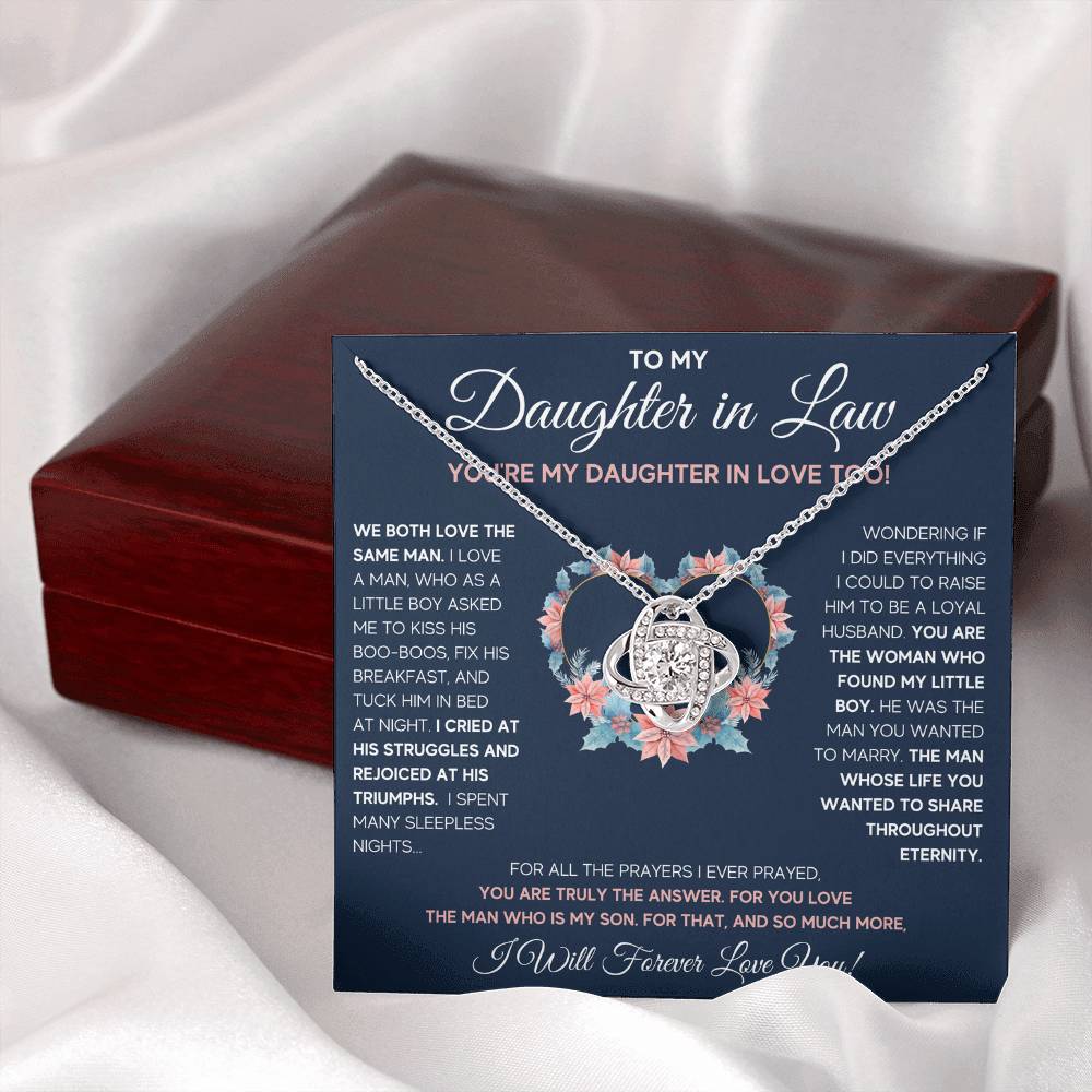 TO MY DAUGHTER IN LAW - DAUGHTER IN LOVE KNOT NECKLACE GIFT SET