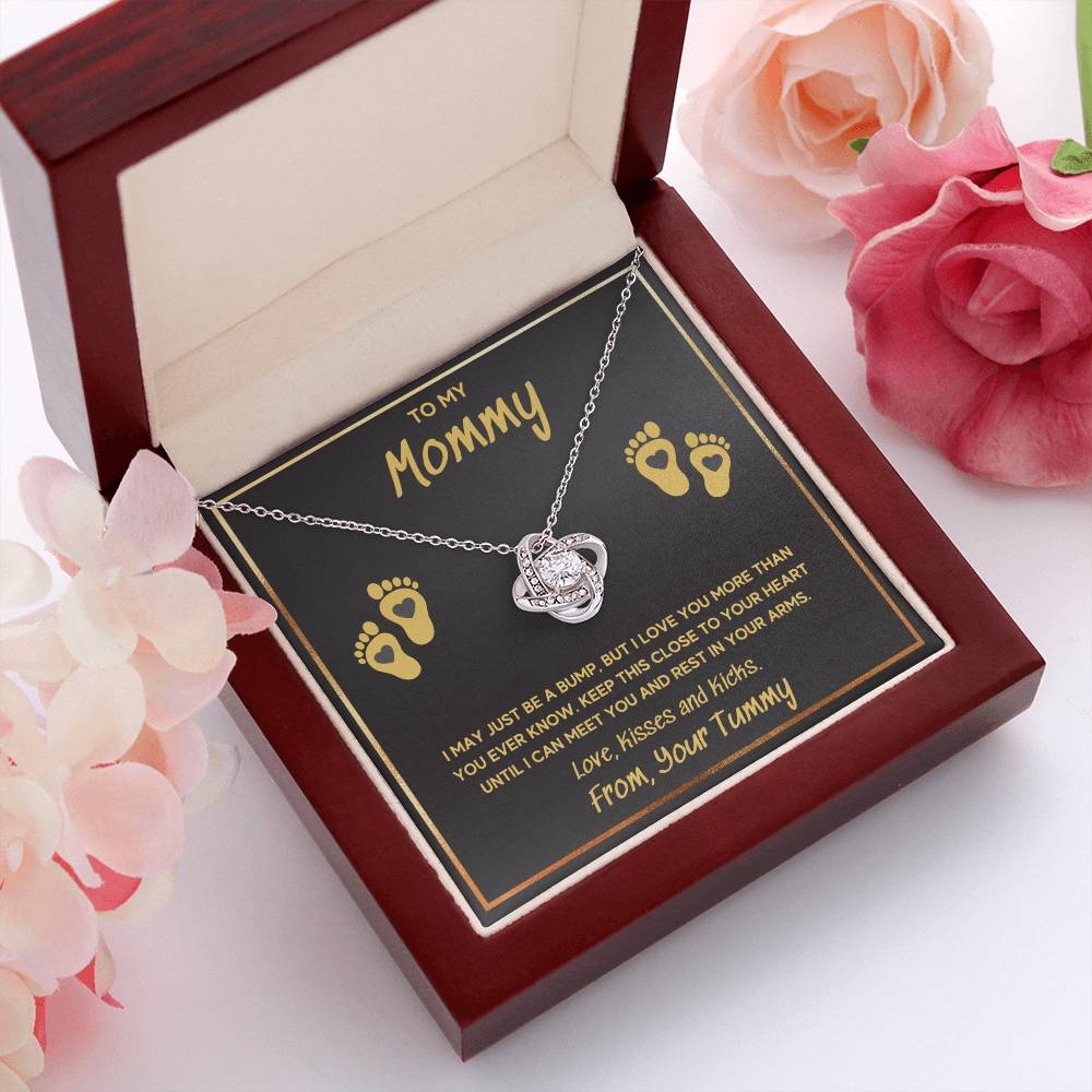 BABY FEET GOLD LOVE KNOT NECKLACE GIFT SET