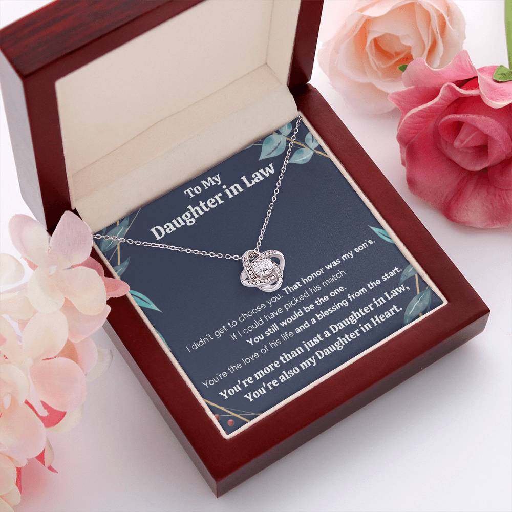 TO MY DAUGHTER IN LAW HONOR KNOT NECKLACE GIFT SET